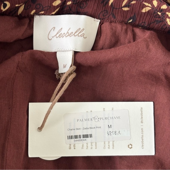 NWT Cleobella Organic Skirt Zadia Block Print Red Cream Floral Lined Maxi M - Picture 12 of 14